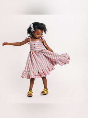Jane + Jo Ribbed Rainbow Stripe Dress (Size:10)